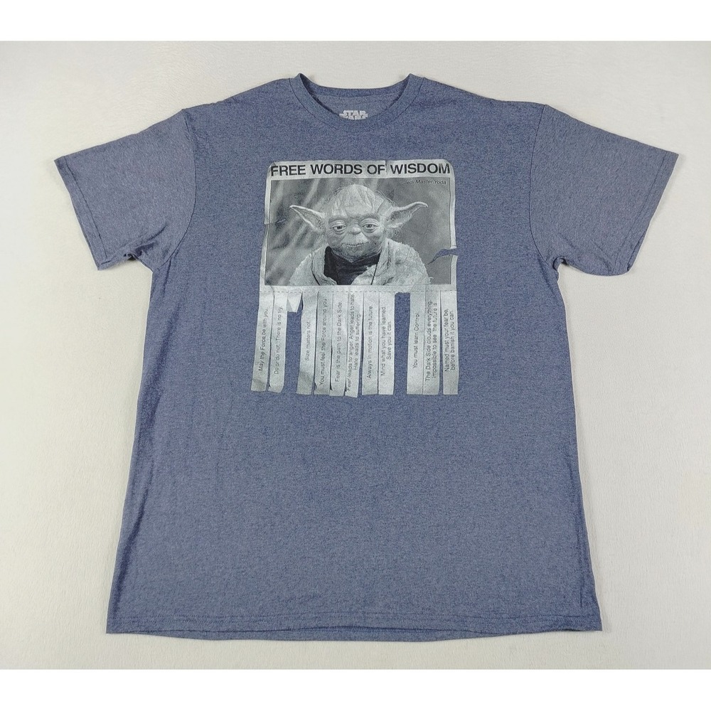 Star Wars Yoda Shirt Mens Large Blue Free Words Of Wisdom Streetwear Loungewear